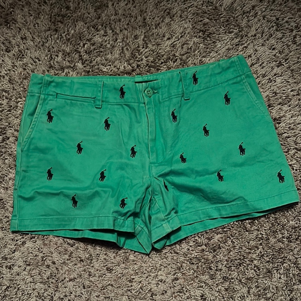 Ralph Lauren Green Bermuda Shorts with Embroidered Design
